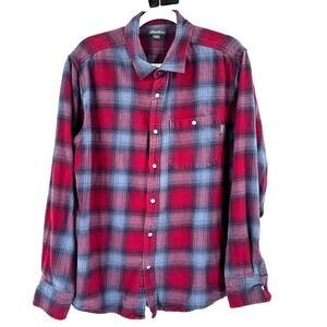 Eddie Bauer Pearl Snap Flannel Shirt Men's XL Red Plaid Landman Western Cowboy‎
